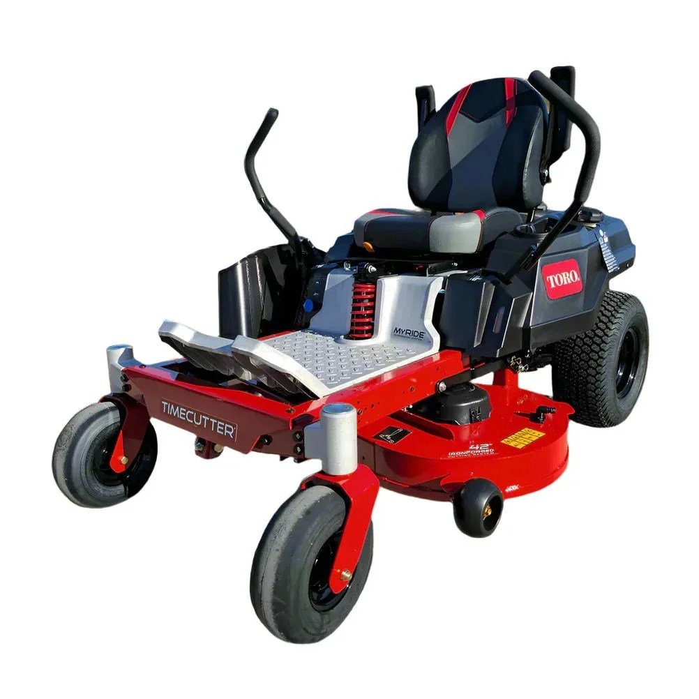 Toro 75747 42-inch TimeCutter MyRide zero-turn mower with 22HP Kohler engine, shown with cutting deck and control panel.