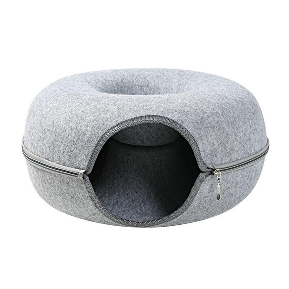 Belro Tunnel Interactive Cat Bed showing a cozy fabric tunnel with playful openings for cats to explore and rest.