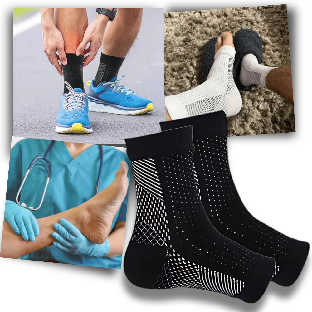 Belro compression support socks with open-toe design and non-slip fit, designed for comfortable, secure wear and improved circulation.