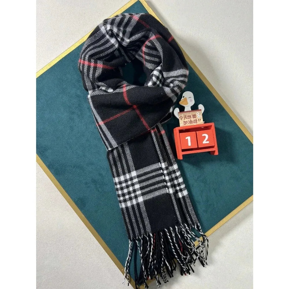Belro plaid cashmere-feel winter scarf and neck warmer, cozy accessories with a classic plaid pattern, perfect for cold weather.