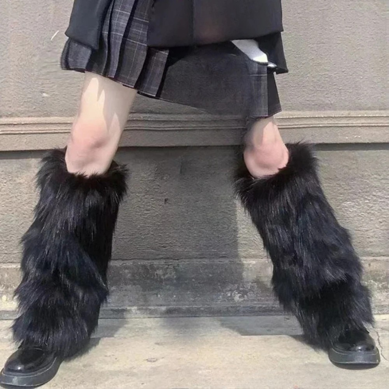 Belro winter faux fur leg warmer boots cover, soft and cozy clothing accessory with plush faux fur detail for added warmth and style.