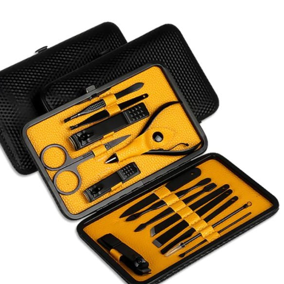Belro 15-piece professional manicure set with travel case, includes nail clippers, scissors, and tools for complete nail care.
