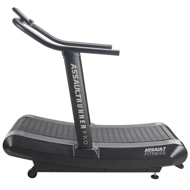 Casavibeo Assault Fitness AssaultRunner Pro treadmill showing running belt and control panel for intense cardio workouts.