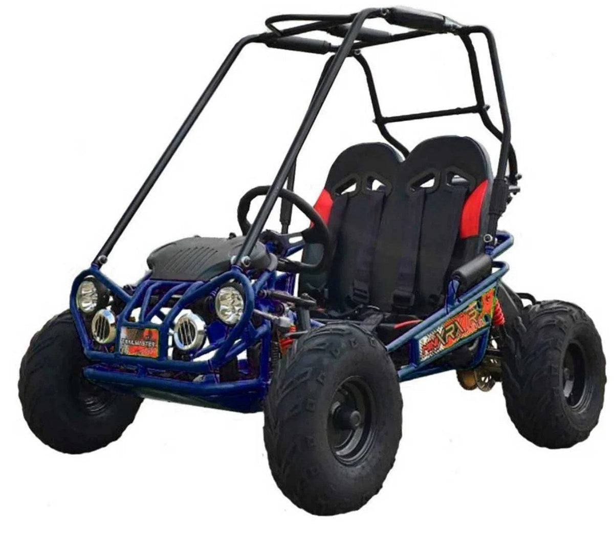 Casavibeo TrailMaster MINI XRX+ go-kart in bright red with black accents, showing the compact design and safety features.