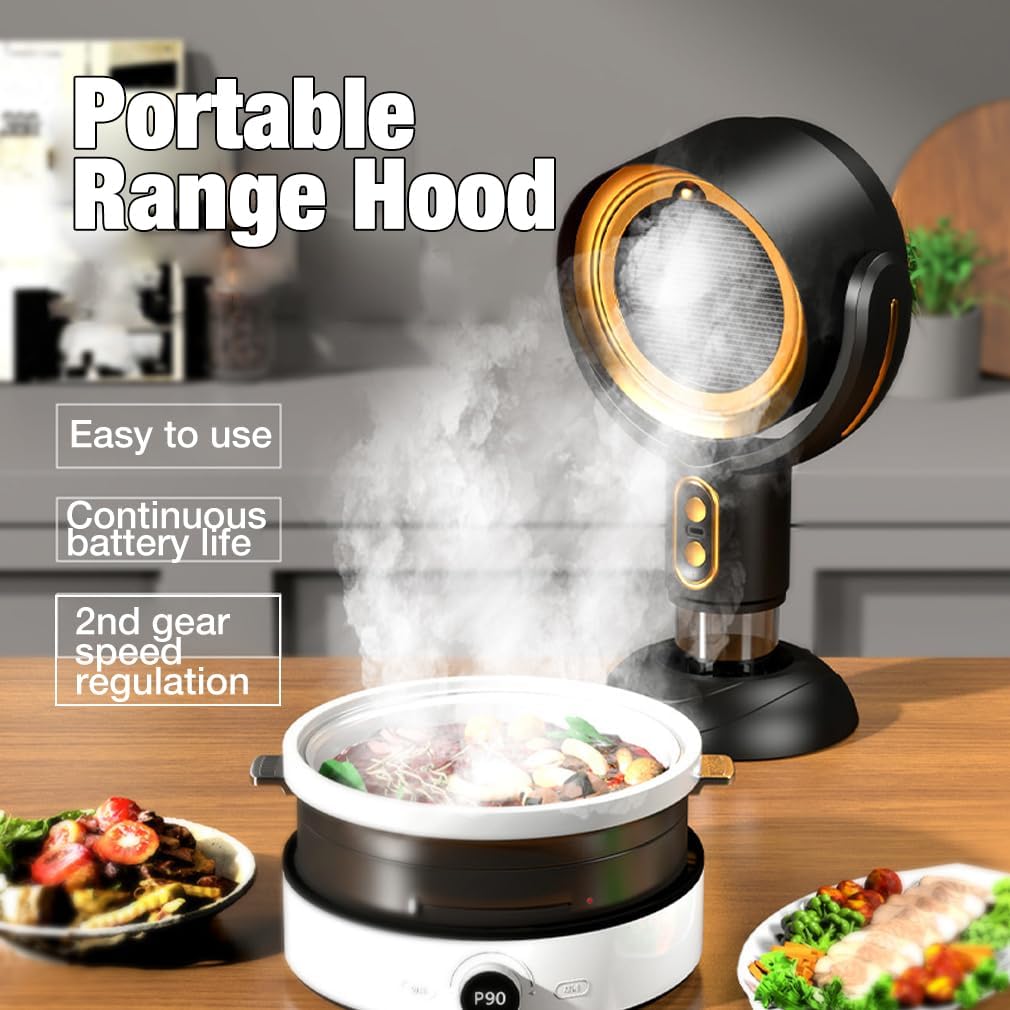Belro portable range hood with two-speed exhaust fan, compact kitchen ventilation device for home and dining areas.