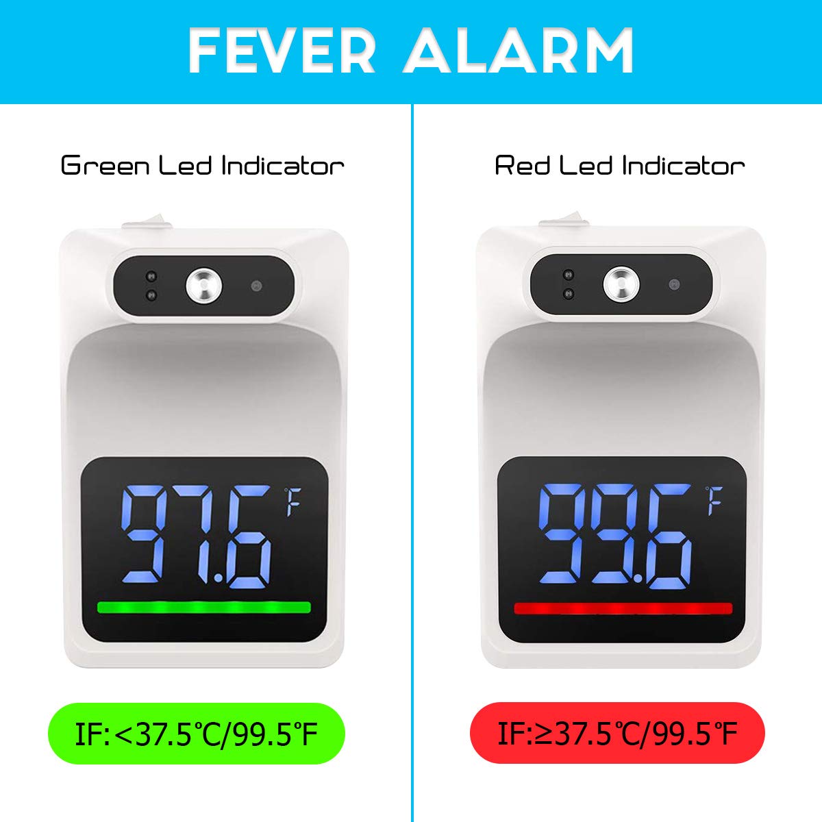 Belro contactless wall-mounted forehead thermometer with digital display and sleek design for accurate temperature readings