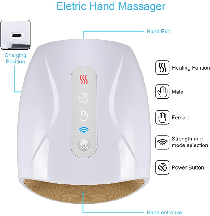 Belro electric hand massager with heat feature, showing a compact device designed for soothing hand massage and warmth.