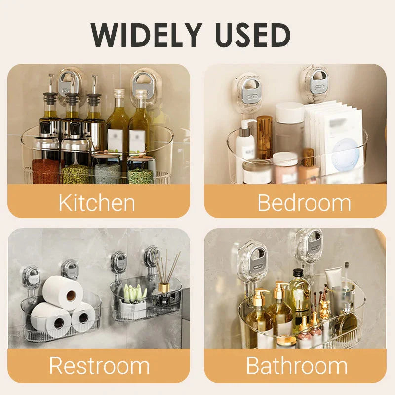 Belro multipurpose suction cup storage rack attached to outdoor wall, ideal for organizing garden tools and outdoor accessories.