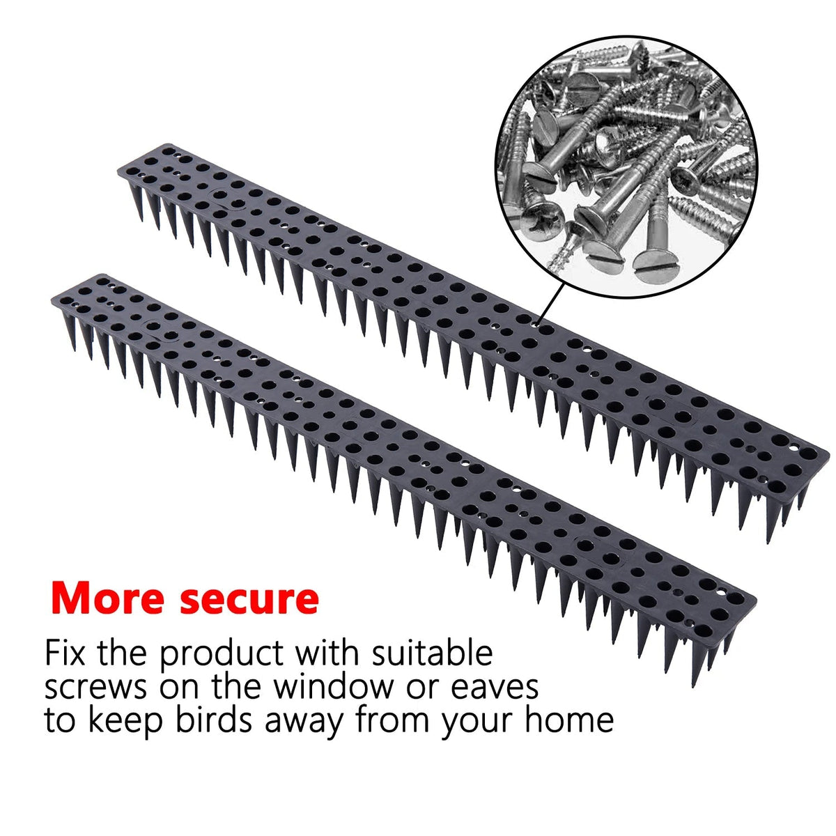 Plastic bird repeller control spikes by Belro, designed to deter birds from surfaces in home and garden decor.