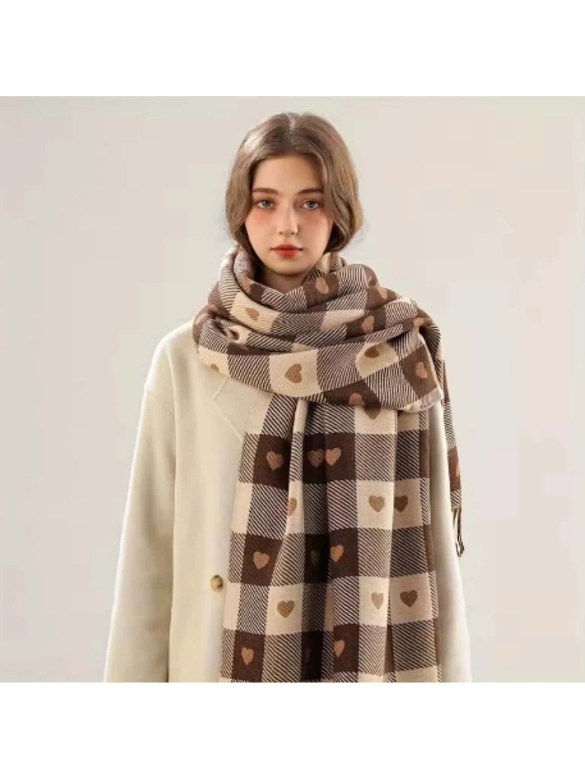 Belro cozy checkered winter scarf shawl with warm, soft fabric and classic pattern, perfect for cold weather accessories.