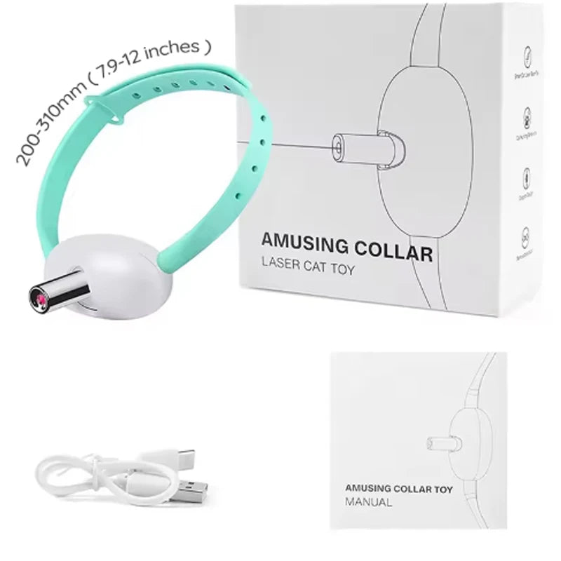 Belro interactive laser cat collar with USB charging, featuring a laser pointer toy designed for feline entertainment and play.
