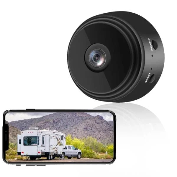 BowLift Wireless HD backup camera with night vision, waterproof design, suitable for RVs, trucks, and trailers, shown mounted on vehicle