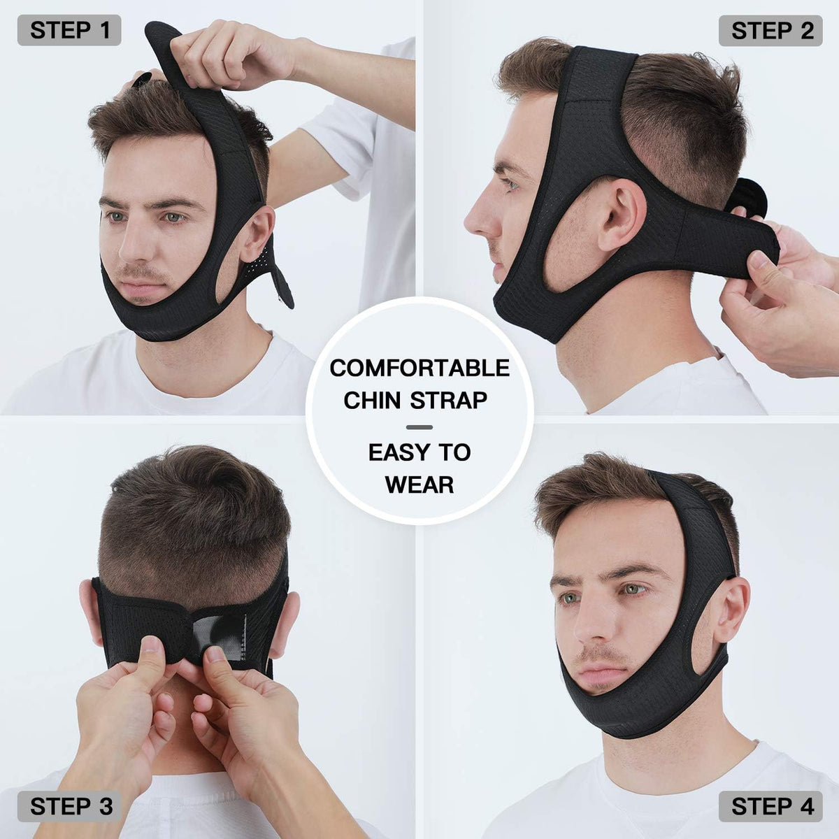 Belro anti snoring chin strap for sleep apnea, adjustable sleep aid device for better breathing during sleep