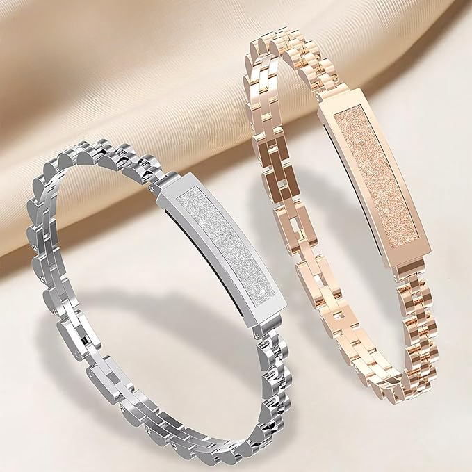 Mivoza smart fitness bracelet with stainless steel jewelry design, Bluetooth tracker, and sleek modern look for health monitoring.