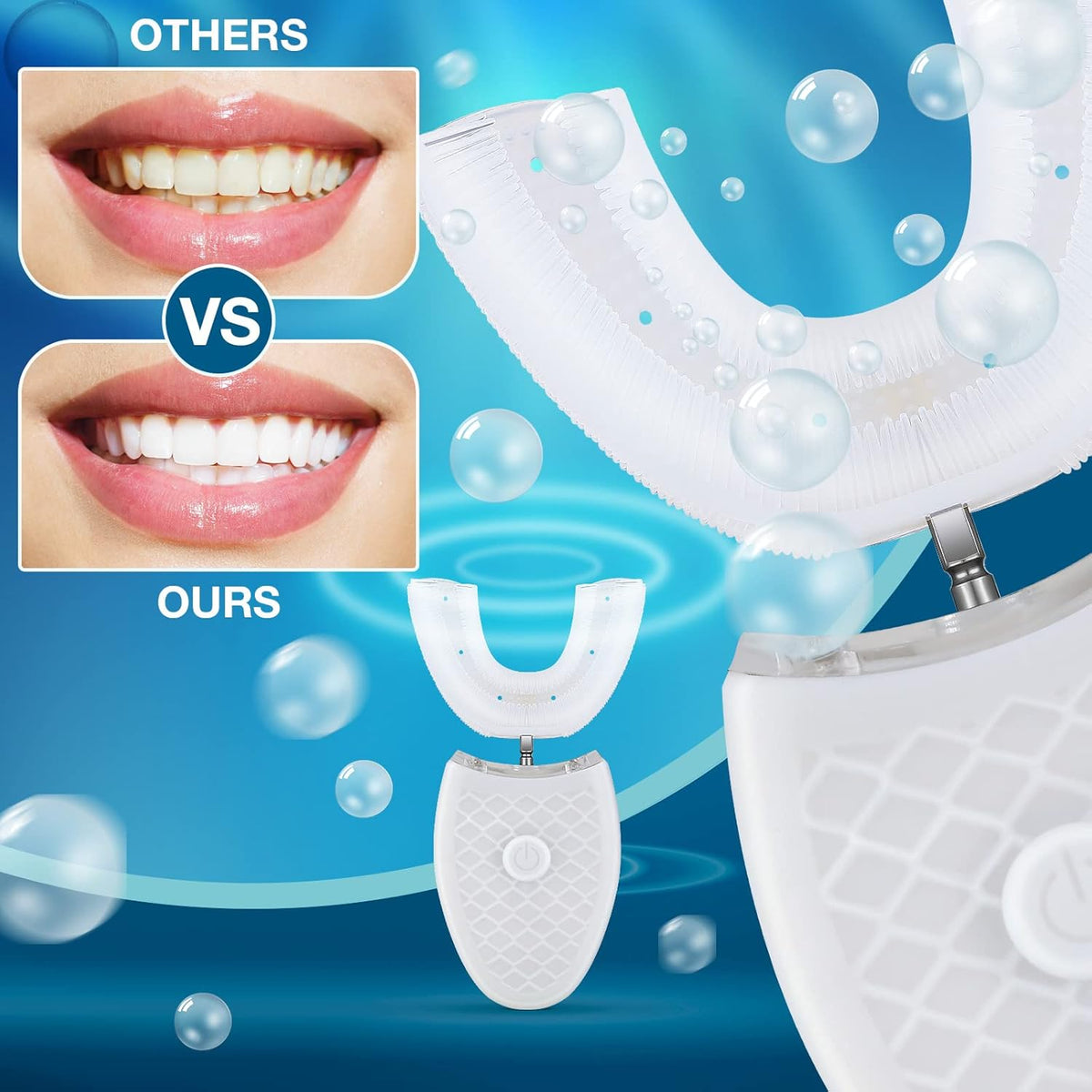 Belro U-shaped toothbrush designed for effective oral cleaning, with a compact U-shaped head and ergonomic handle.