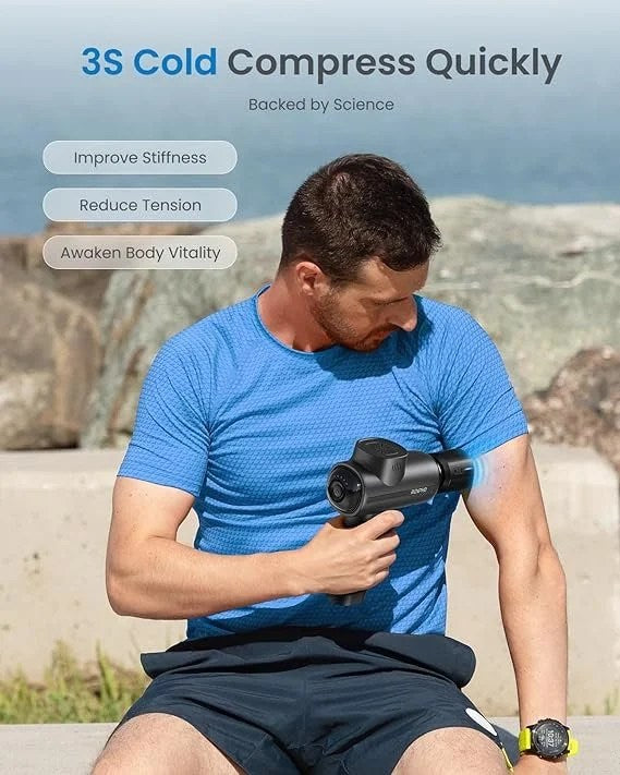 Casavibeo RENPHO Active Thermacool massage gun with heat and cold therapy for deep tissue muscle relief, portable back massager.