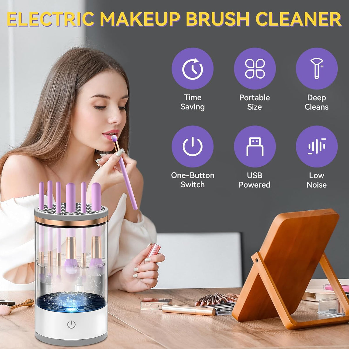 Belro makeup brush cleaner in a clear bottle, designed for cleaning and maintaining beauty makeup brushes.
