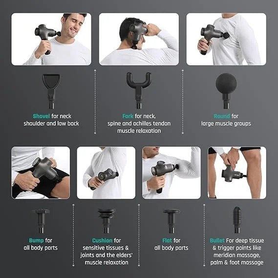 Casavibeo Mebak 3 massage gun for deep tissue muscle relief, showing the portable percussion massager in a close-up shot.