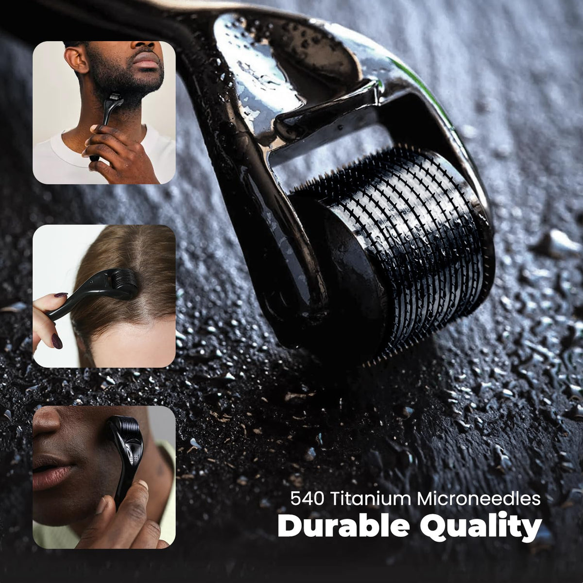 Belro beard hair growth roller with stainless steel roller for stimulating facial hair growth and skin care.