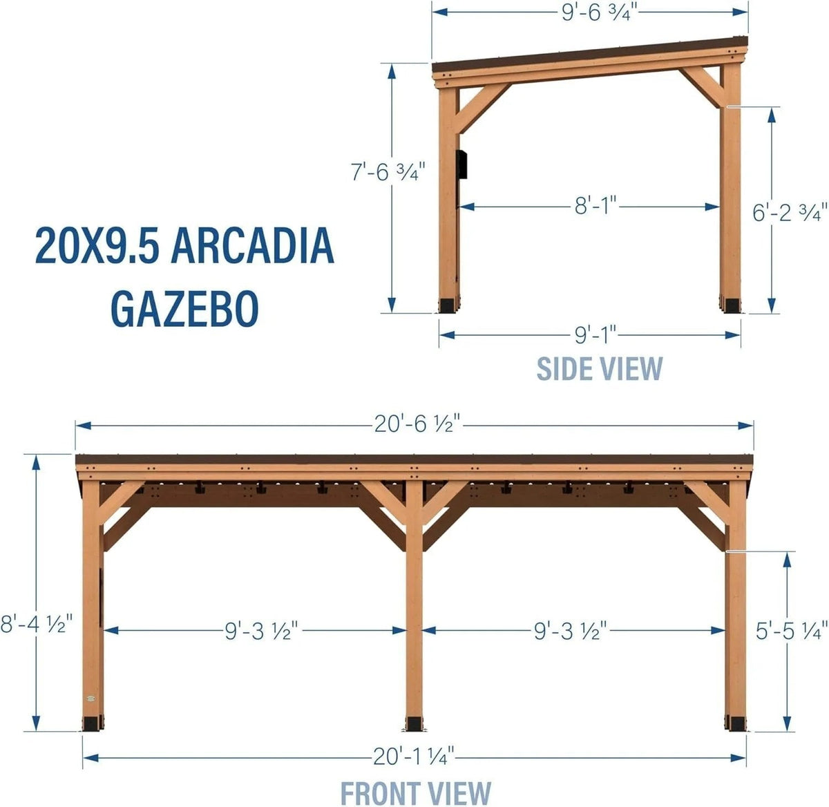 Casavibeo Backyard Discovery Arcadia Gazebo with wooden frame, canopy roof, and open-sided design for outdoor relaxation.
