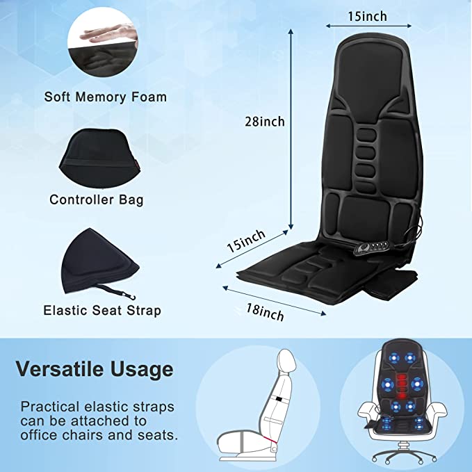 Belro premium massage chair pad on car seat, health and beauty product with built-in massager for comfort and relaxation.