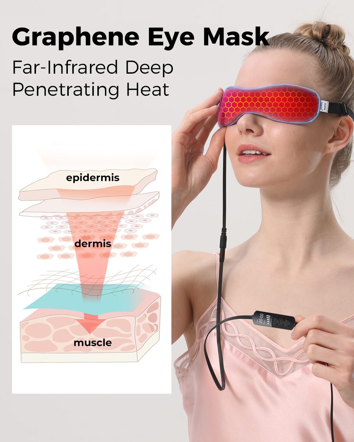 Belro eye heating pad mask for dry eyes, soft fabric mask with adjustable strap, designed for soothing eye comfort and relief.