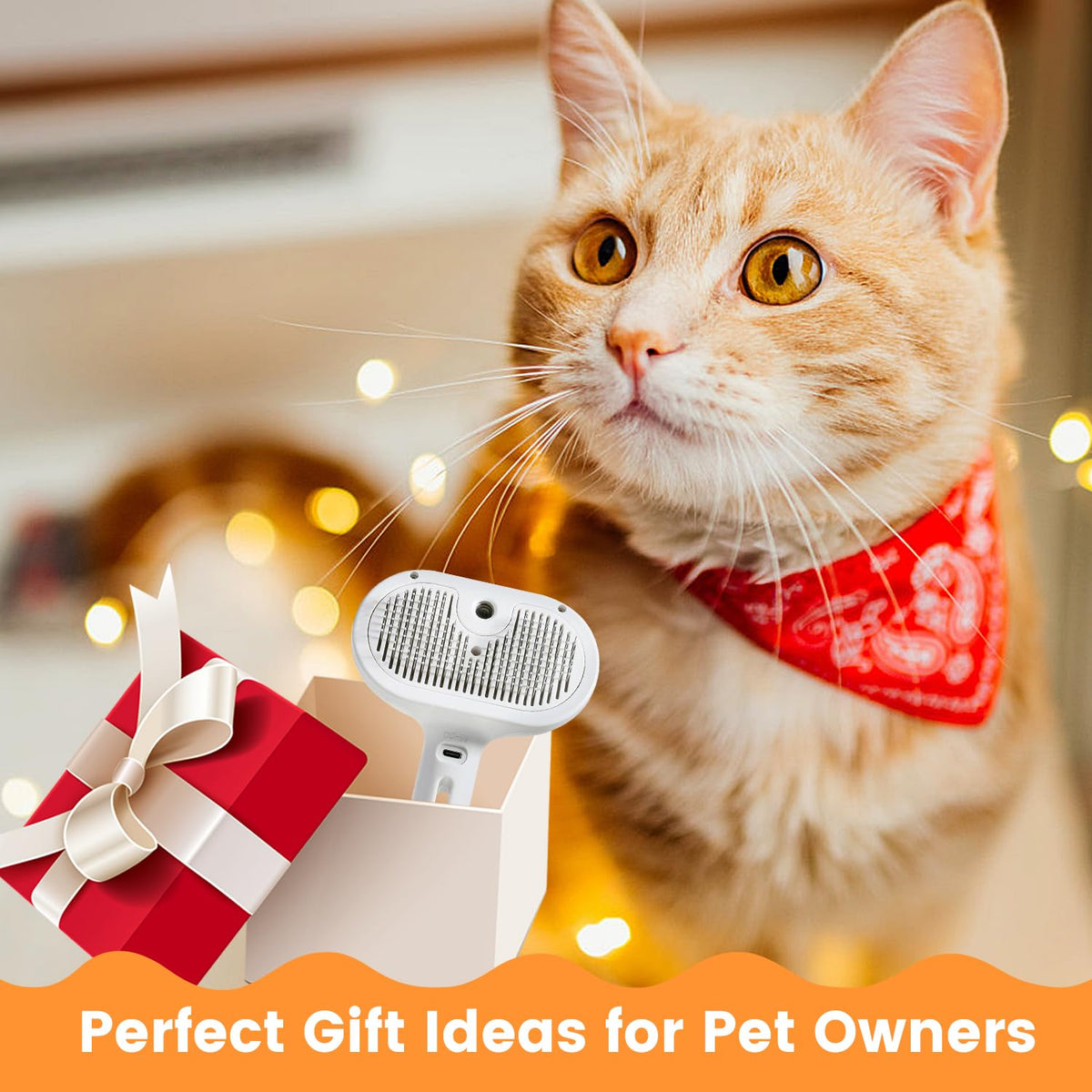 Belro Cat and Dog Steam Brush for pet grooming, showing the handheld grooming tool with steam feature for dogs and cats.