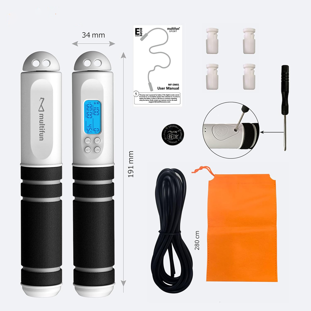Belro men's speed skipping jump rope with calorie counter, lightweight and durable for cardio workouts and fitness training.
