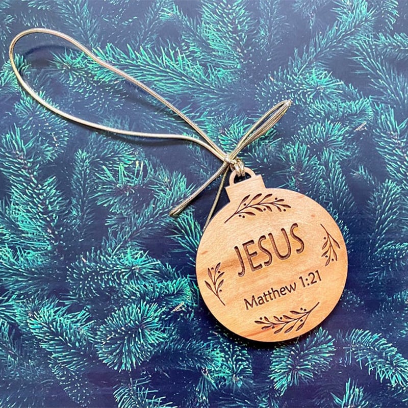 Belro Jesus Advent ornament with "Names of Jesus" design, Christmas hanging decoration for holiday home decor.