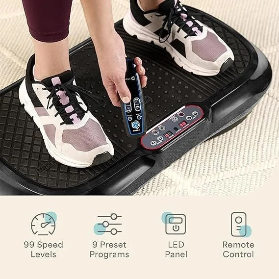 Casavibeo Lifepro Waver vibration plate exercise machine with loop bands, for lymphatic drainage, muscle activation, and full-body workouts.