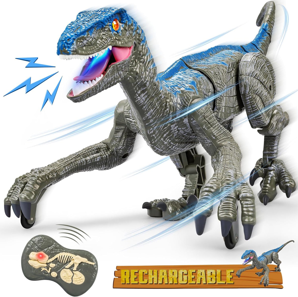 Belro remote control dinosaur toy with realistic features and moving parts, perfect for kids' play and imaginative adventures.