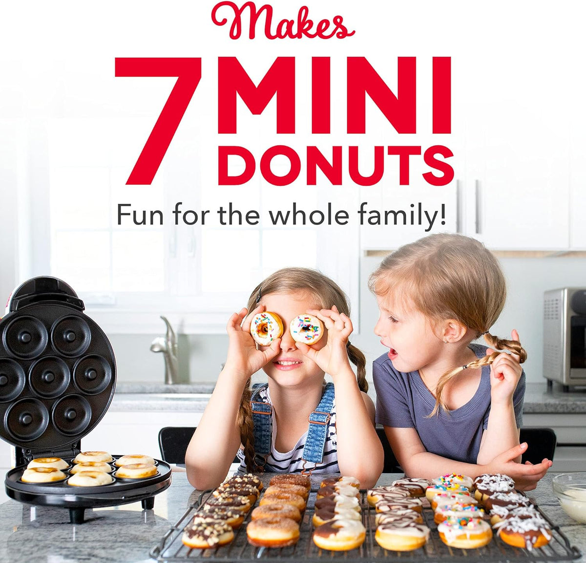 Belro Mini Donut Maker Machine for home use, compact kitchen appliance with non-stick surface and easy operation, ideal for homemade donuts.