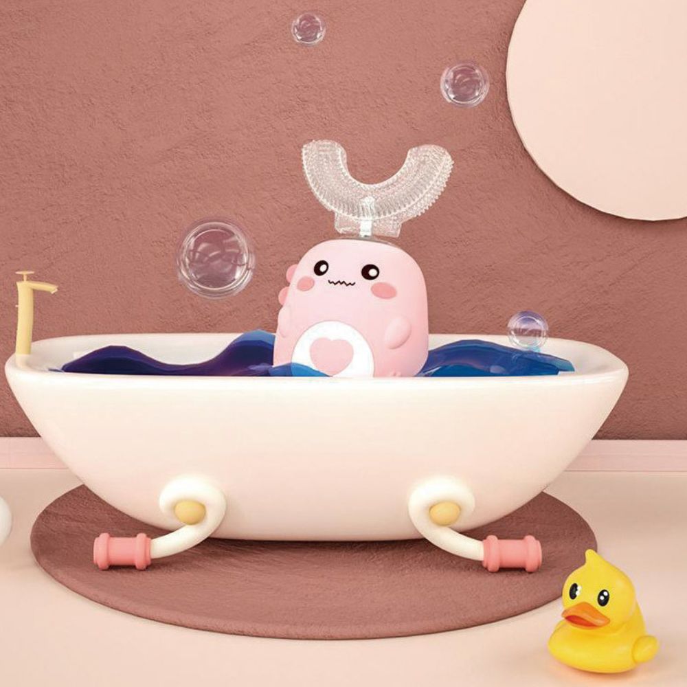 Belro 360° U-Shape Sonic Electric Toothbrush for Kids showing colorful toothbrush head and compact design