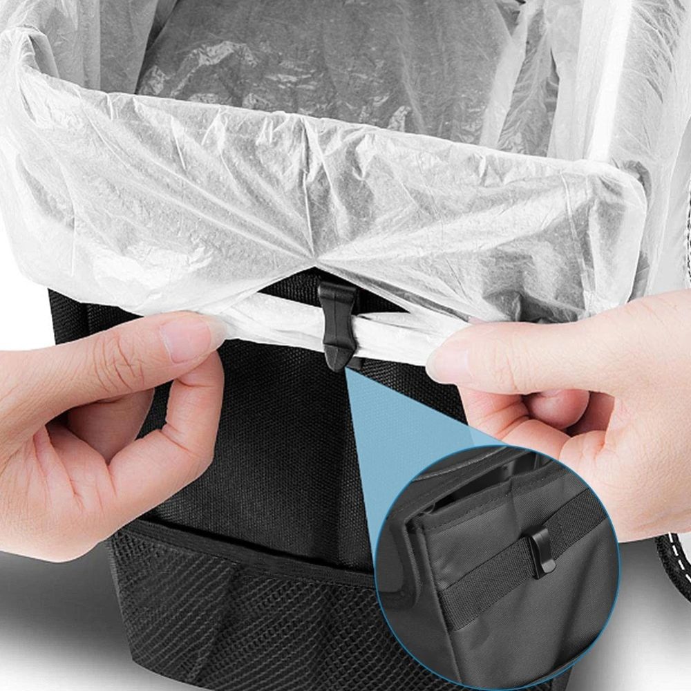 Belro waterproof hanging car trashcan bin, automotive interior organizer with a secure hanging design for vehicle trash storage