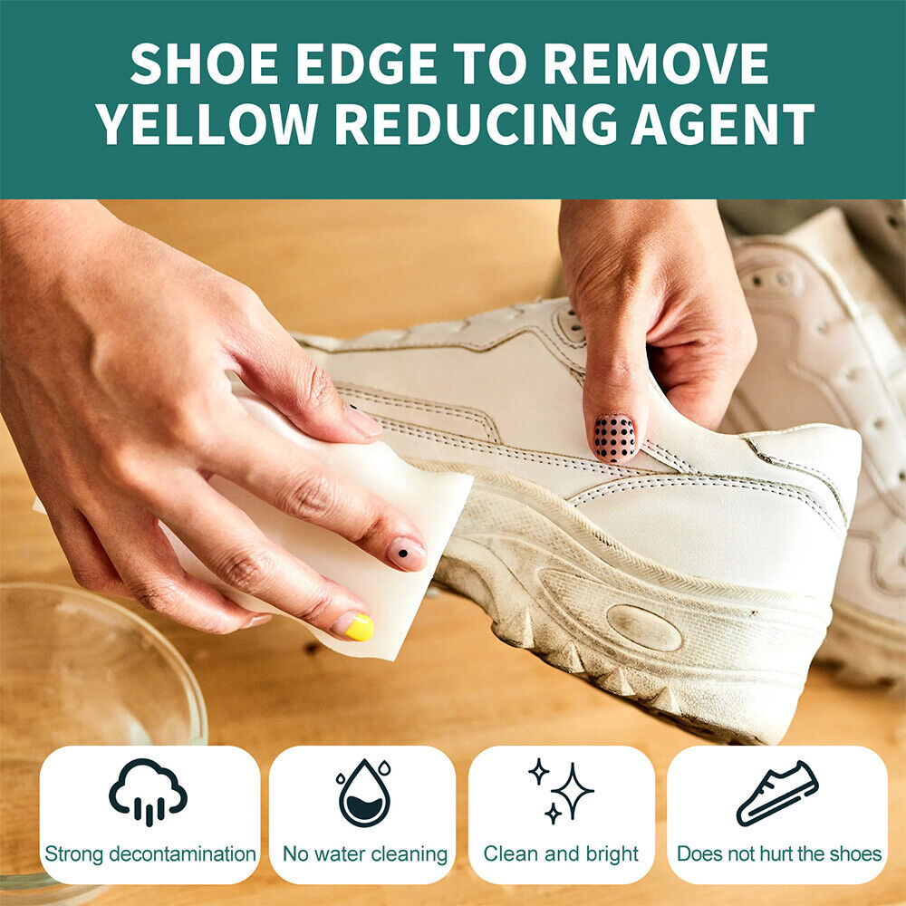 Belro Shoes Whitening Cleaner for men, showing a shoe being cleaned to remove stains and restore brightness.