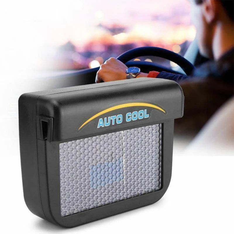 Belro solar-powered car vent window fan installed on vehicle window for improved airflow and cooling.