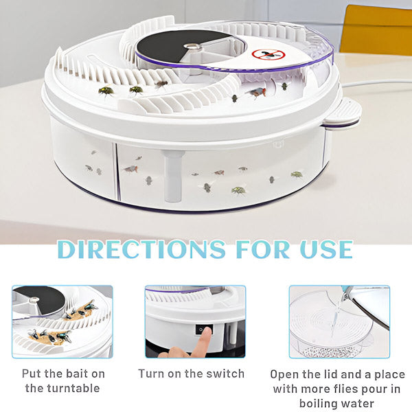 Belro highly effective fly trap, electronic device designed to attract and capture flies, shown turned on with LED indicator.