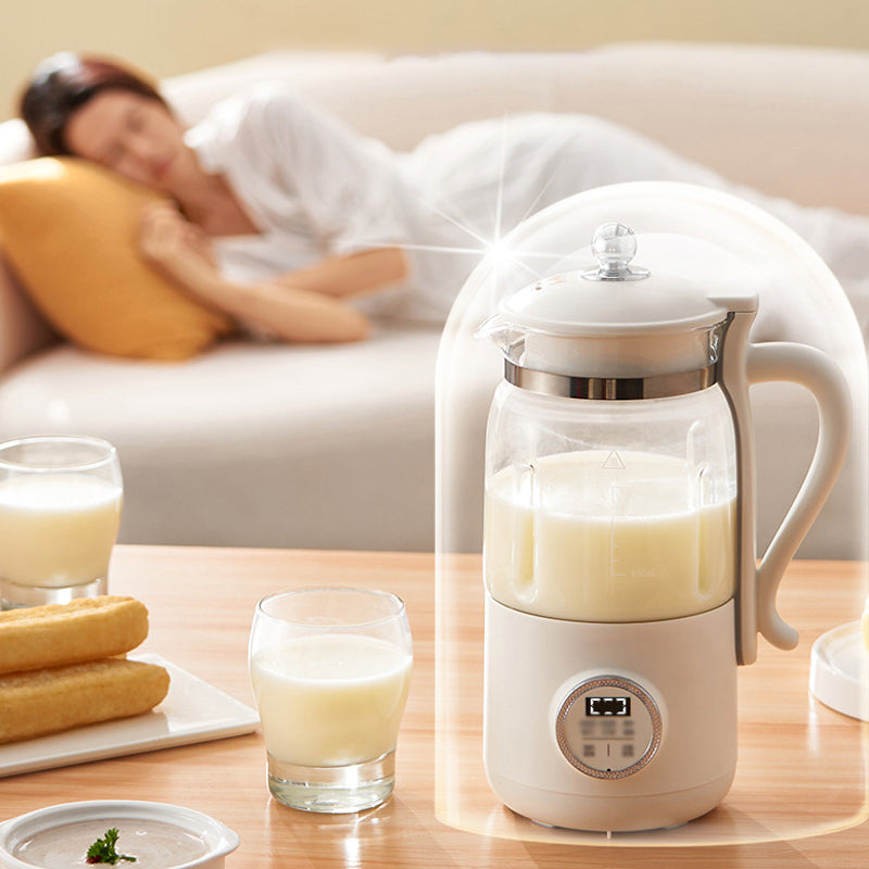 Belro multifunctional soy milk maker on kitchen countertop, showing stainless steel exterior and control panel.