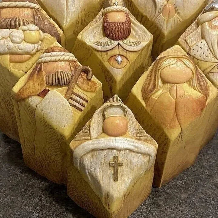 Belro Nativity Scene column statues with detailed figures for holiday home and garden Christmas decorations.