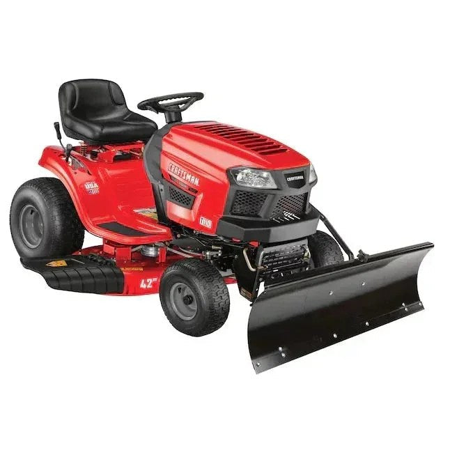 Casavibeo Craftsman T110 42-inch gas riding lawn mower with Briggs & Stratton engine and 7-speed manual transmission, shown outdoors.