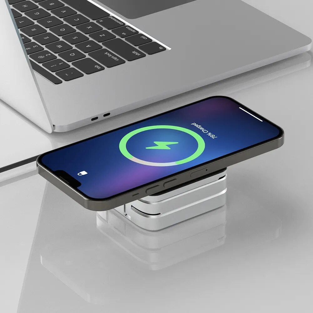 Belro multi-device wireless charging station with multiple charging pads for smartphones and gadgets on a sleek surface.