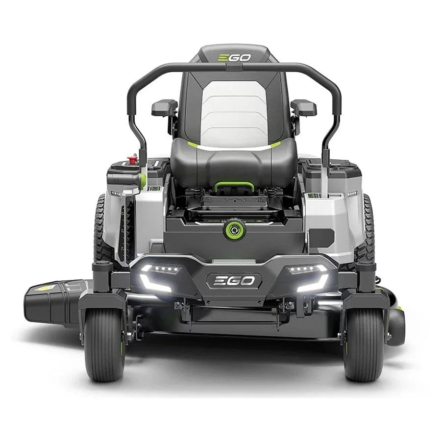 Casavibeo 42-inch Power+ Z6 Zero Turn Lawn Mower with four 10.0 Ah batteries and 1600W charger, shown outdoors with cutting deck