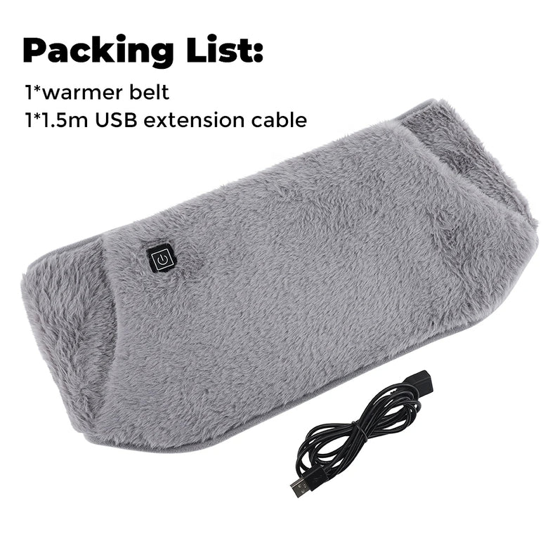 Belro electric heating belt for pain relief, showing a close-up of the adjustable strap and heating pads on a light background.