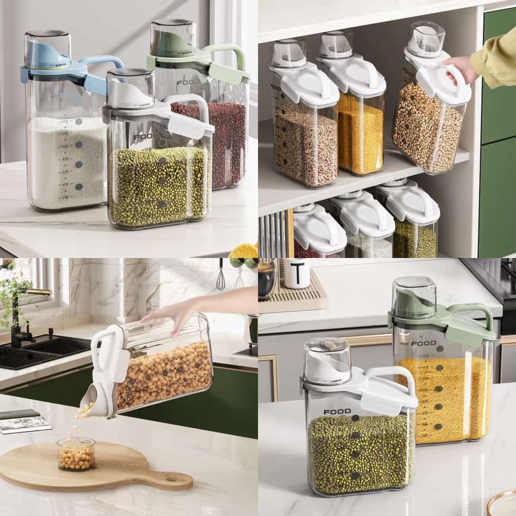 Belro cereal storage containers for kitchen food storage, clear plastic with secure lids for organized pantry storage.