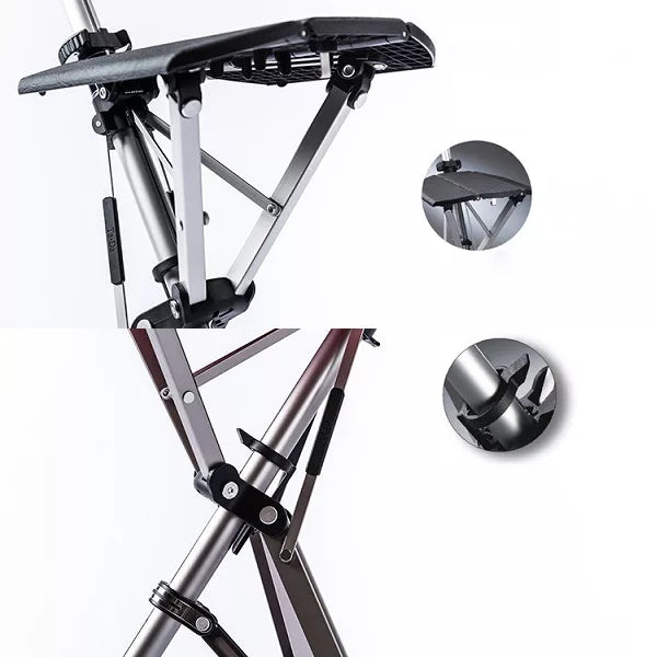 Belro walking stick with built-in seat, lightweight and portable for support and comfort during outdoor walks.
