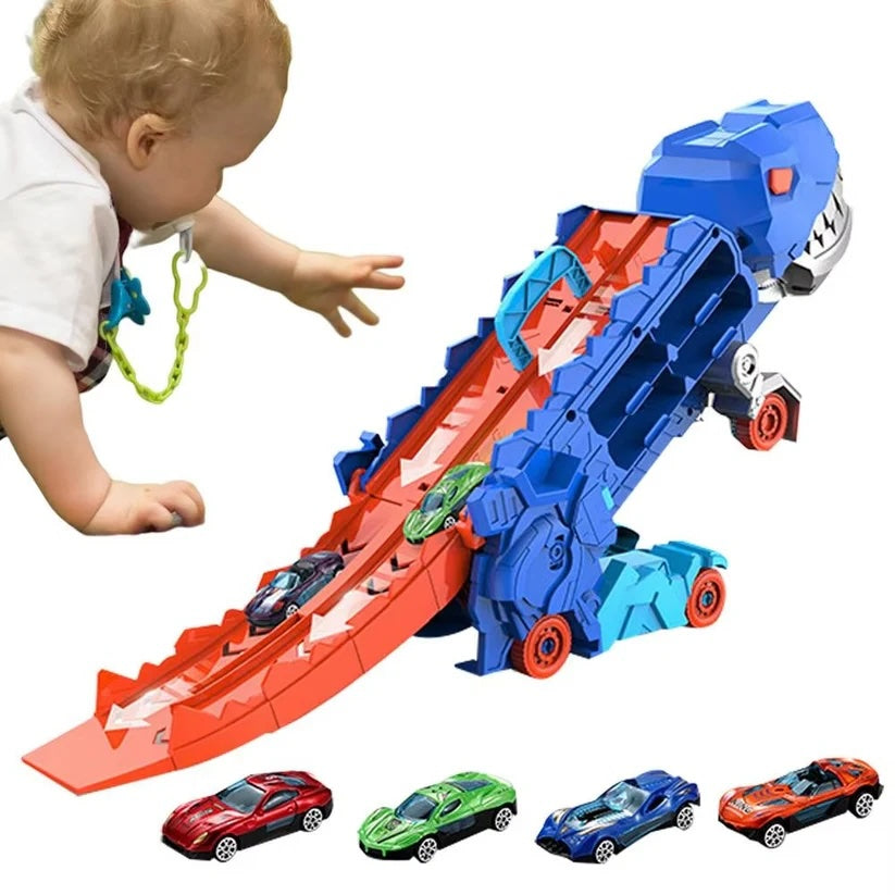 Belro dinosaur toy truck for kids, colorful plastic action figure with dinosaur and truck design, suitable for imaginative play.
