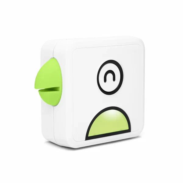 Belro pocket inkless printer in green with white background, compact electronic device for portable printing.