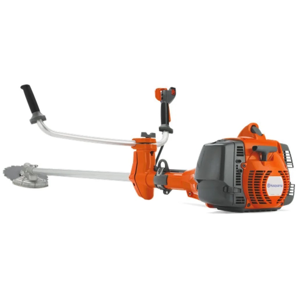 Husqvarna 555FX forestry saw with orange and black body, equipped with a guide bar and chain for heavy-duty cutting tasks.