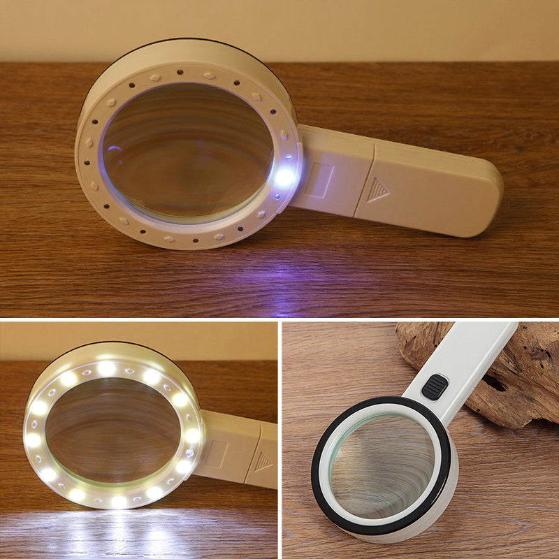 Belro 30x optical magnifier with built-in LED light, handheld device for detailed close-up viewing of small objects and text.