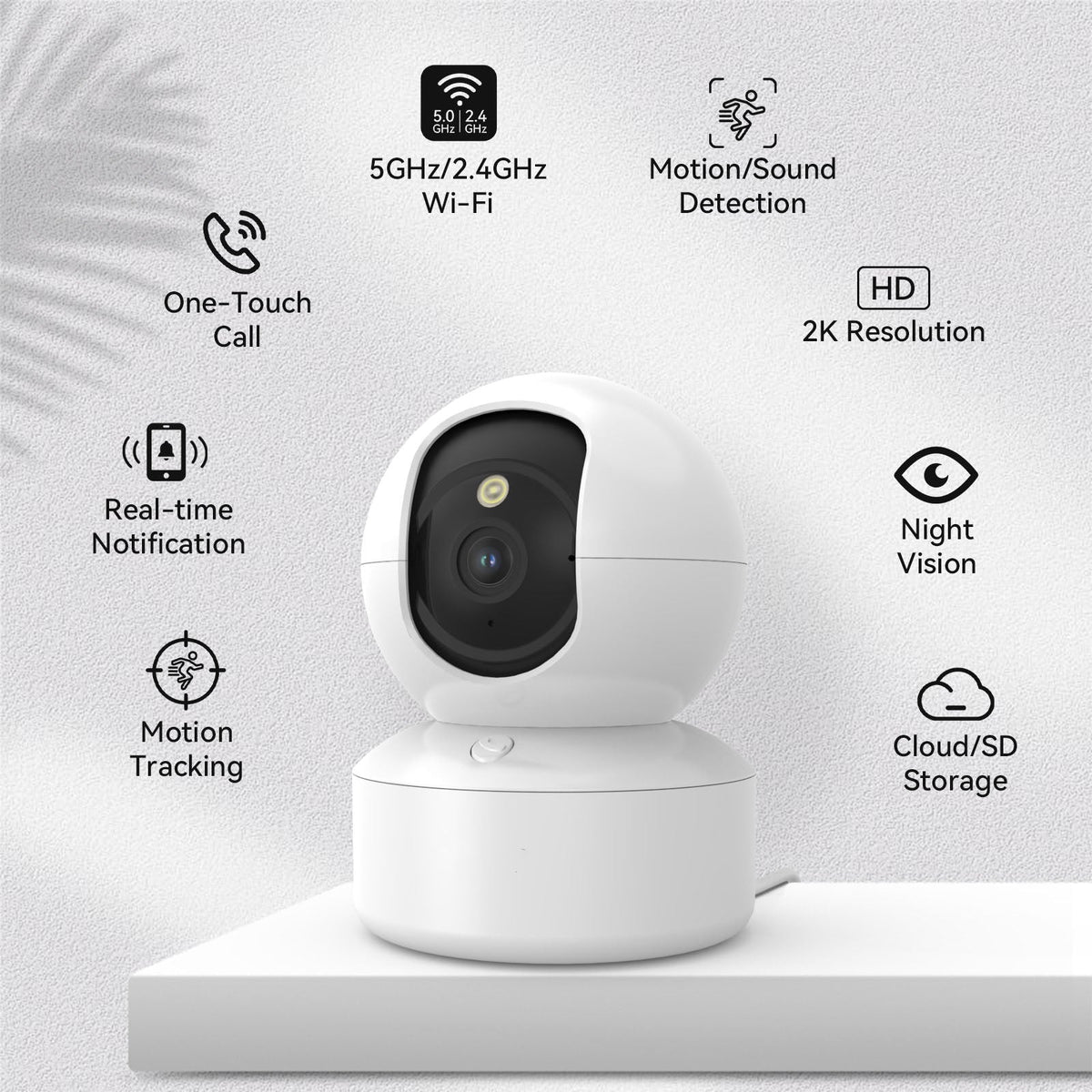 Belro indoor home security camera mounted on wall, showing live feed with night vision and alert indicators for surveillance security